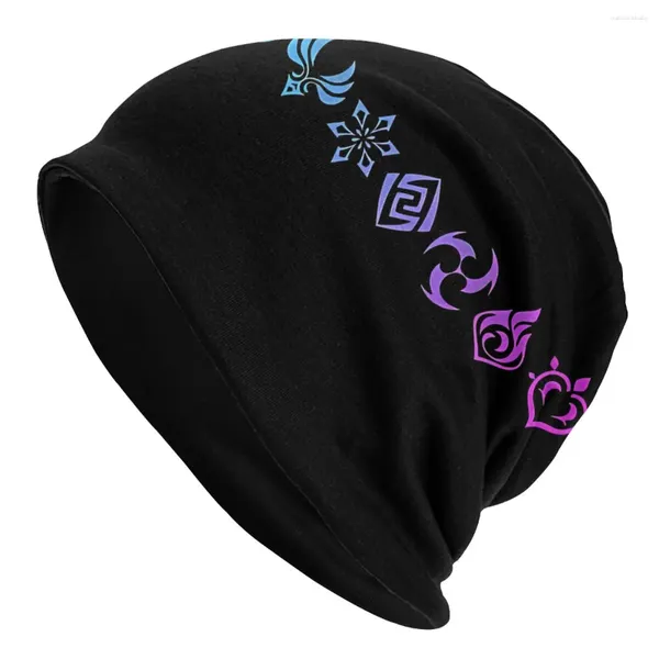 Berets Genshin Skullies Beanies Caps Elements Hat Sport Sports Bonnet Chapéus para Homens Mulheres