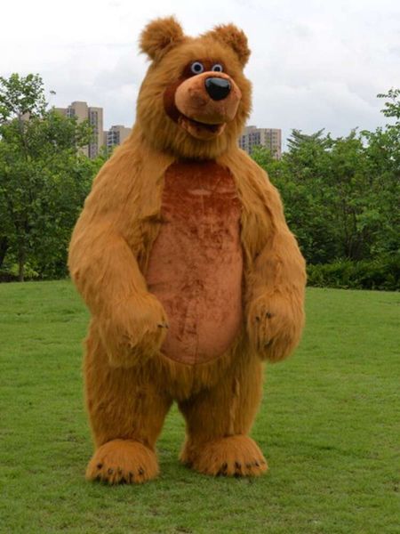 Trajes de mascote gigante de corpo inteiro Iatable Bear Mascot Costume Adulto Walkable Blow Up Suit Stage Wear Character Fancy Dress para entretenimento