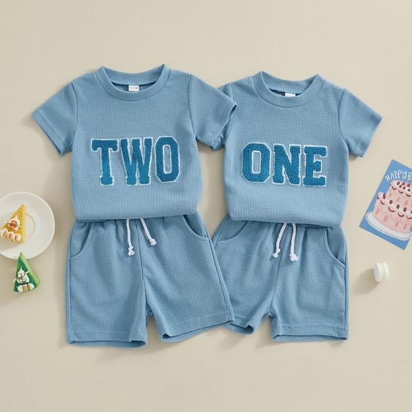 Giyim Setleri FocusNorm 2pcs Bebek Erkekler Yaz Doğum Giysileri 0-3y Kıyafetler Kısa Kollu Mektup Nakış T-Shirt Şort