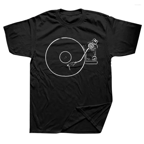 Männer T Shirts Lustige DJ Plattenspieler Zeichnung Grafik Baumwolle Streetwear Kurzarm Geburtstag Geschenke Sommer Stil Musik T-shirt Männer