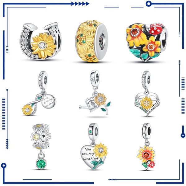 925 argento transfrontaliero Amazon vendita caldo girasole K oro serie stringa PAN braccialetto perline fai da te accessori di fascino all'ingrosso spedizione gratuita