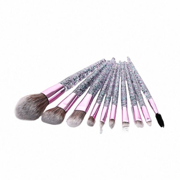 10 pezzi di pennelli per trucco set glitter cristallo manico morbido nyl strumenti per il trucco dei capelli accessori per ombretto sopracciglio 30 set / lotto DHL g34i #