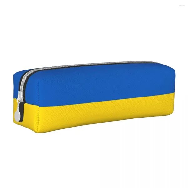 Bandeira da ucrânia ucraniano casos de lápis criativo caneta titular saco menina menino grande armazenamento estudantes escola zíper pencilcases