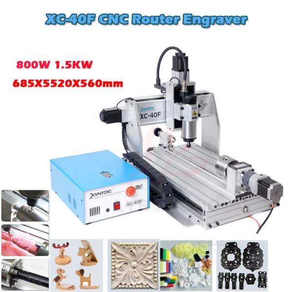 XLNTCNC XC-40F Router CNC 800W 1500W 3AXIS 4AXIS DRIVRA E MACHINA DE MLINHAÇÃO EM REVISÃO USB com guia linear mais preciso