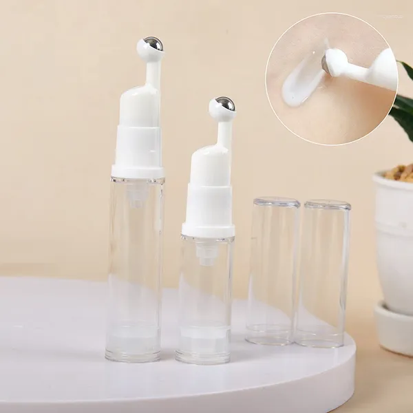 Garrafas de armazenamento 5/10ml base líquida recarregável cosméticos creme para os olhos rolo bola vácuo garrafa viagem portátil vidro vazio