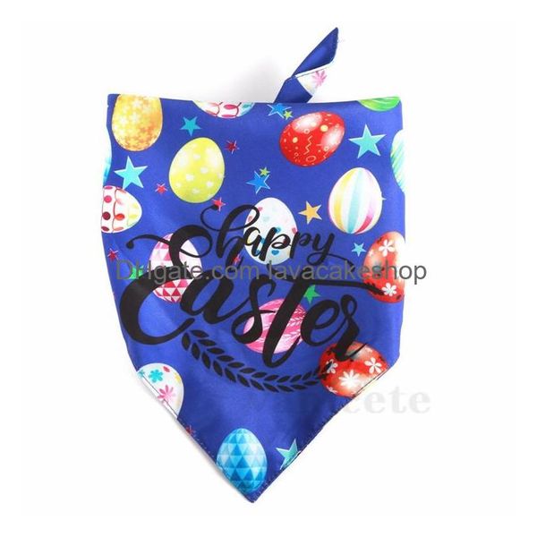 Cão vestuário Páscoa Bandana Dupla Feliz Ovo Coelho Impresso Triângulo Babadores Pet Cachecol Para Cães Médios A Grandes ZC037 Drop Delivery Home Ga Dhke3