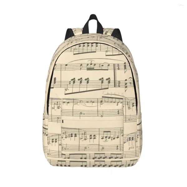 Mochila vintage notas de música moda streetwear mochilas adolescente viagem respirável sacos escolares alta qualidade presente natal