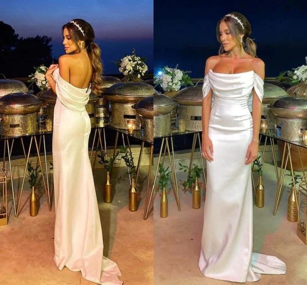 semplici abiti da sposa economici sulla spiaggia senza spalline con spalle scoperte abito da sposa in rilievo tubino abiti da sposa sexy abiti da