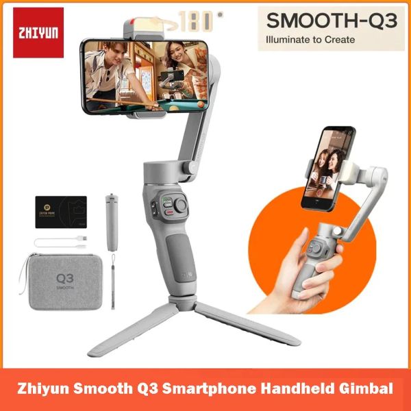 Heads Zhiyun Smooth Q3 Stabilizzatore cardanico per smartphone a 3 assi per iPhone 13 12 PRO MAX Smartphone Android/IOS con riempimento ruotabile a 180°