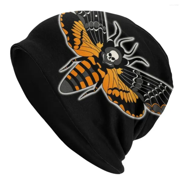 Berretti Morti Testa Falena Skullies Berretti Berretti Unisex Cappello caldo lavorato a maglia Fresco Il silenzio degli agnelli Cappelli gotici con cuffia da strega Berretto da sci