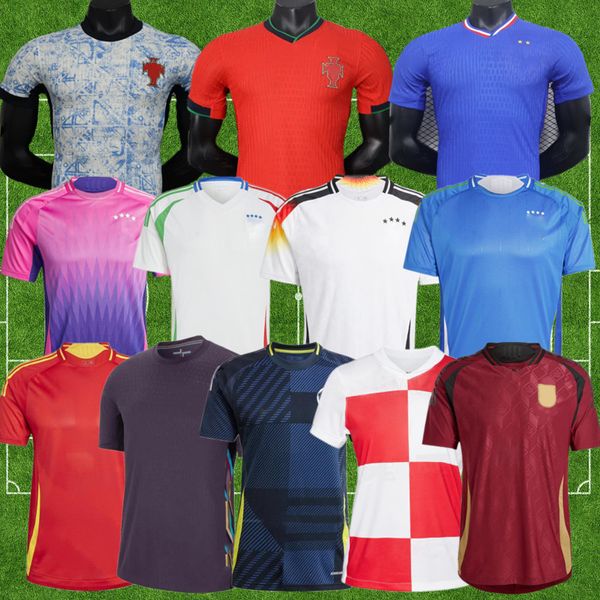 Maglia da calcio Francia Italia Portogallo Scozia 2024 Germania Croazia Spagna Euro Cup Maglia da calcio Nazionale Uomo Bambini Kit 430