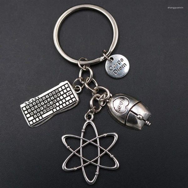 Schlüsselanhänger 1 Stück Carpe Diem Schlüsselanhänger Internet Technologie Symbol Maus Tastatur DIY Kreativer Metallanhänger