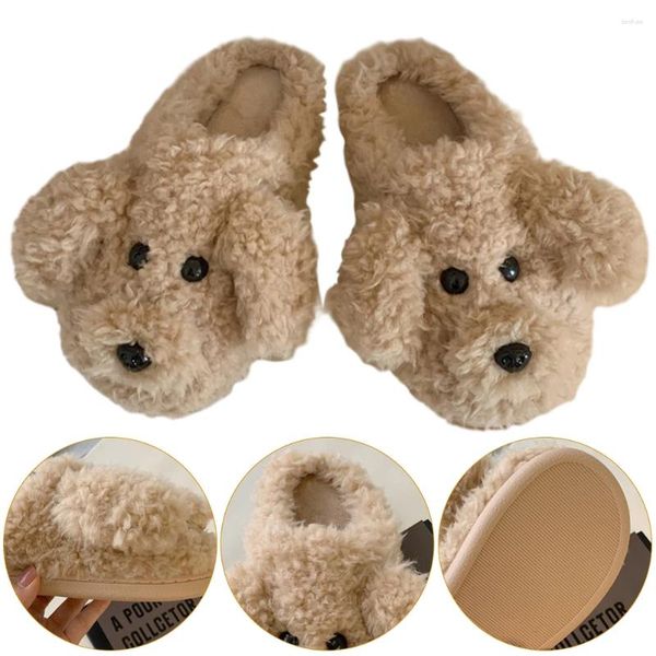 Pantofole Peluche Cane Fuzzy Scarpe da casa antiscivolo per interni antiscivolo Comode termiche piatte per l'autunno inverno