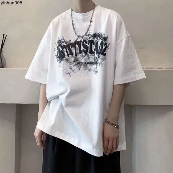 Летняя мужская футболка с короткими рукавами, модная американская уличная свободная и универсальная полукорейская верхняя одежда Wvyh