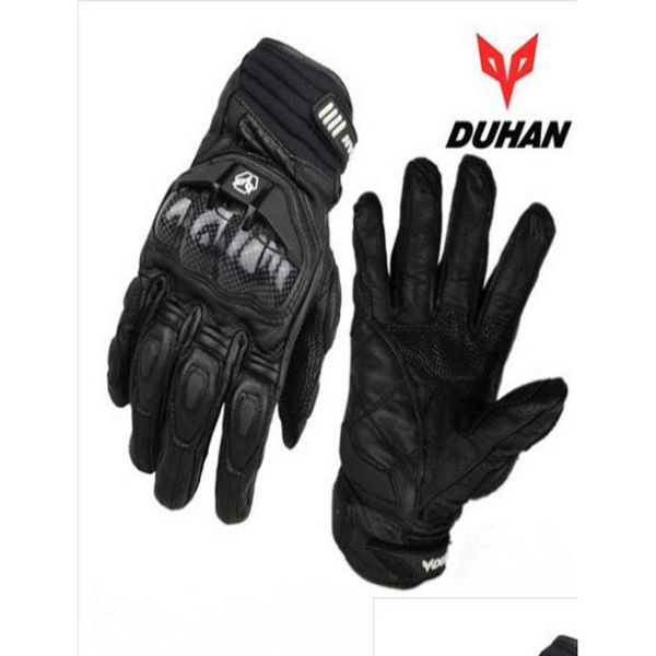 Guanti da moto Duhan in pelle maschio Fl Finger Offroad Racing in fibra di carbonio moto resistenza alla caduta M L consegna cellulari moto Dhvui