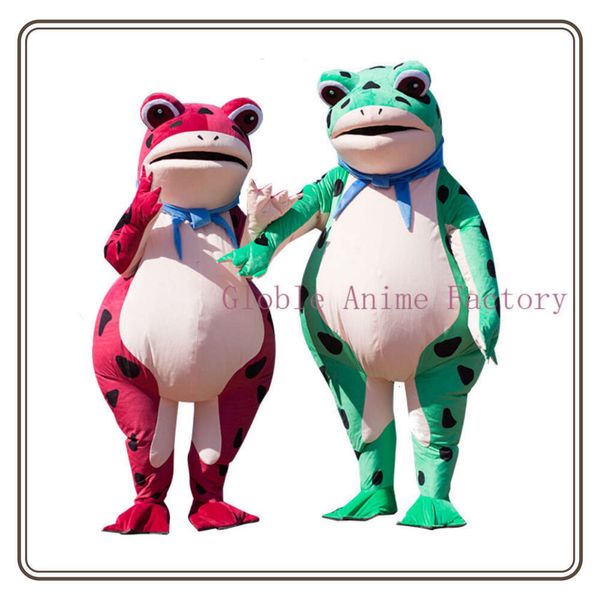 Maskottchenkostüme Neues Maskottchen-Frosch-Cartoon-Kostüm Iatable Adult Walking Performance Road Doll Kleidung Werbung Karneval