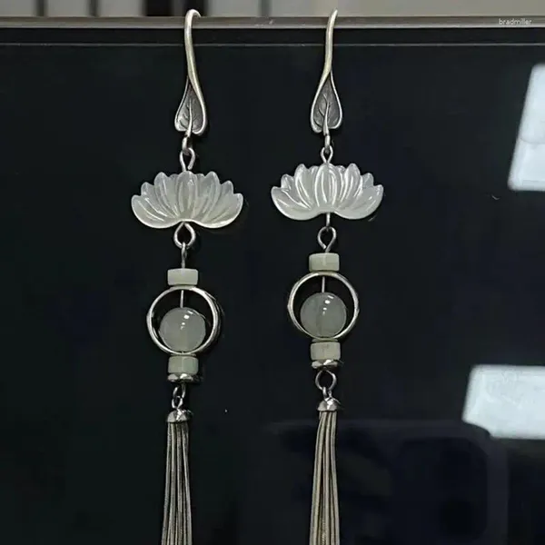 Серьги-гвоздики 1 пара, изысканный классический стиль в китайском стиле с кисточками в форме цветка лотоса, модные универсальные элегантные темпераментные серьги