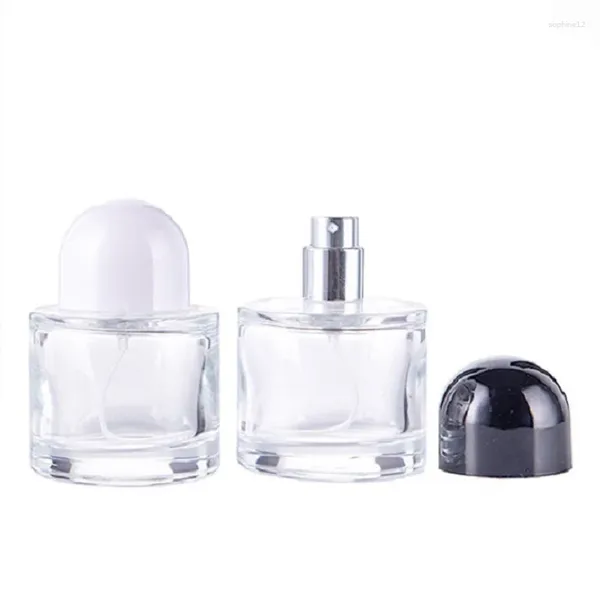 Aufbewahrungsflaschen, 8 Stück, leere Duftfläschchen, weiße Kappe, schwarzer Deckel, silberne Schraubenpumpe, 50 ml, klares Glas, Parfüm-Nachfüllung