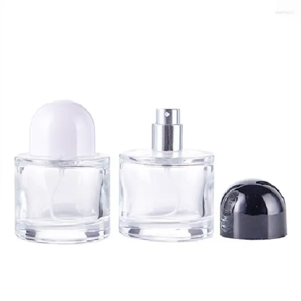 Bottiglie di stoccaggio 8 pezzi Fiale di profumo vuote Tappo bianco Coperchio nero Pompa a vite argento 50ML Ricarica di profumo in vetro trasparente