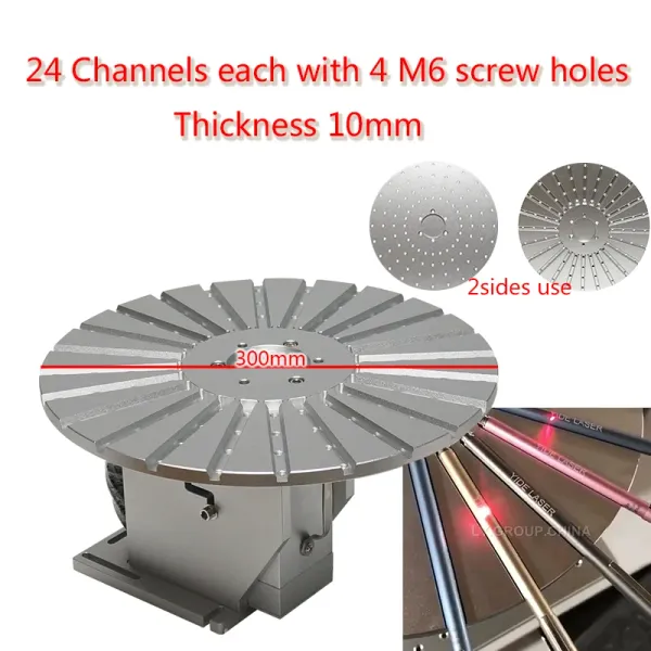 Drehachse -Arbeitstisch Durchmesser 300 mm für Stiftlötspitze Faser -Laserschnitzetackmarkierungsmaschine Verwenden 2 Seiten mit M6 -Schrauben verwenden