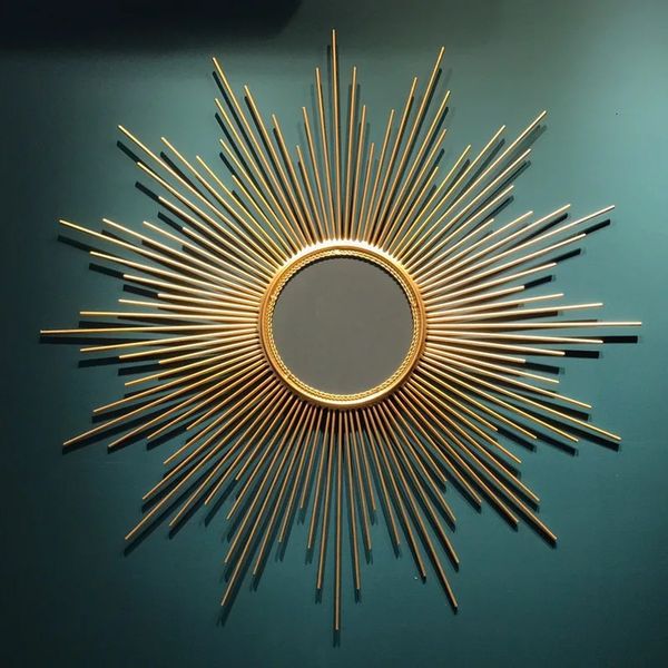 Espelho decorativo de parede Sunburst, linda entrada rústica de destaque para casa de fazenda para renovação de sala de estar 240322