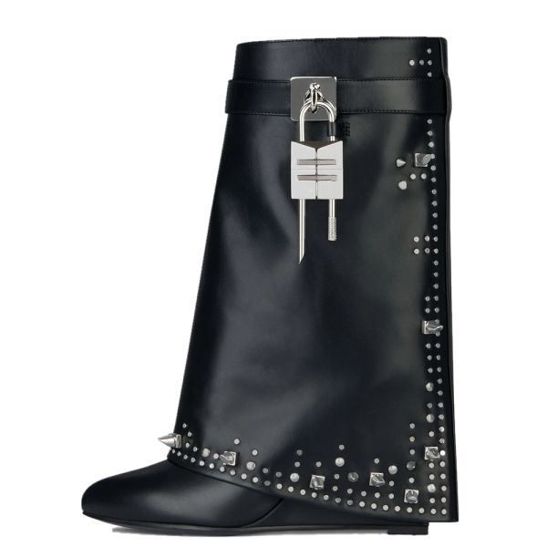 Stiefel Mode weibliche Stiefel für Frauen Chunky Heel Knie hohe Stiefel Winter 2022 Nietmetalldekoration Spitze Zehenkeile Weibliche Schuhe