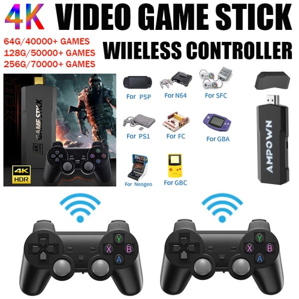 Consoles GD20 Game Stick 4K HD Video Game Console Duplo Sem Fio 2.4G Controlador Retro Console 128G 70000 Jogos para PSP PS1 GBA Boy Gift