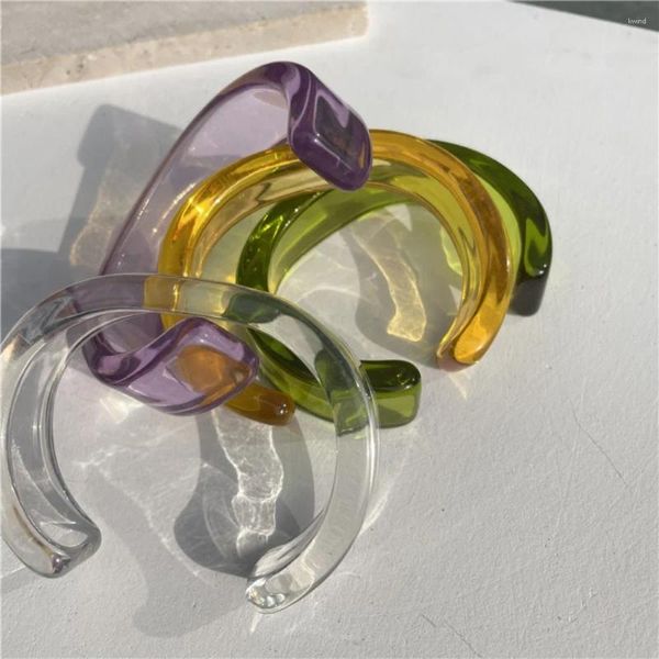 Bracciale rigido stile coreano geometrico irregolare braccialetto di moda con apertura trasparente gioielli da polso braccialetti da donna