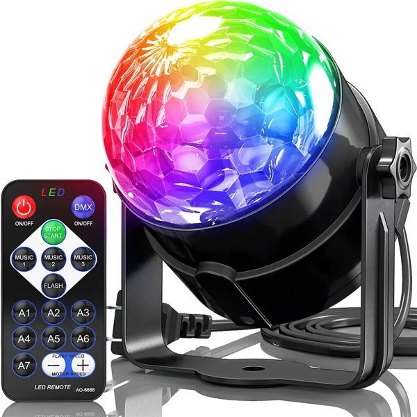 7 cores estroboscópio controle remoto controle rgb girating ball light som de luz ativada dj estroboscópio de dança de casamento de casamento xmas de aniversário show lâmpada lâmpada lâmpada