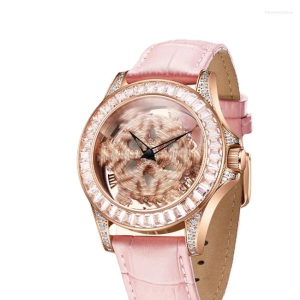 Orologi da polso Il tempo vola Orologi da donna di lusso di nicchia con diamanti intarsiati rotanti