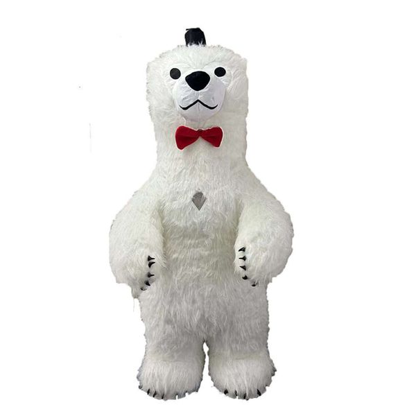 Maskottchen-Kostüme, 2 m/2,6 m/3 m, riesiger echter Eisbär, beschreibbarer Anzug, pelziges Blow-Up-Maskottchen-Kostüm für Erwachsene, Ganzkörperbären-Kostüm