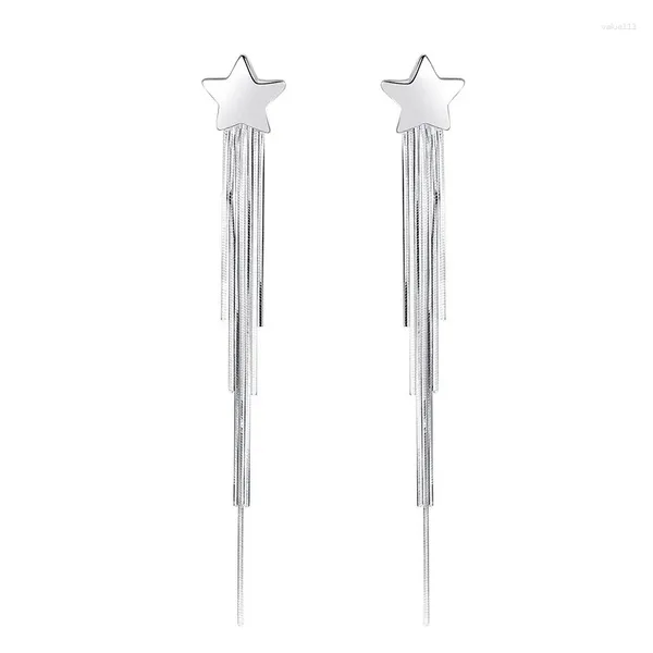 Stud Küpe Kadınlar Sterling Gümüş Kristal Zirkon Kalp Uzun Yılan Zinciri Tassel Moda Takı Çift Hediye