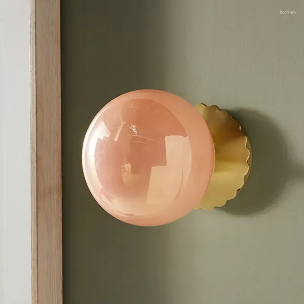 Lâmpada de parede LED vidro minimalista rosa bola decoração luz para quarto cabeceira sala de estar backwall iluminação de entrada