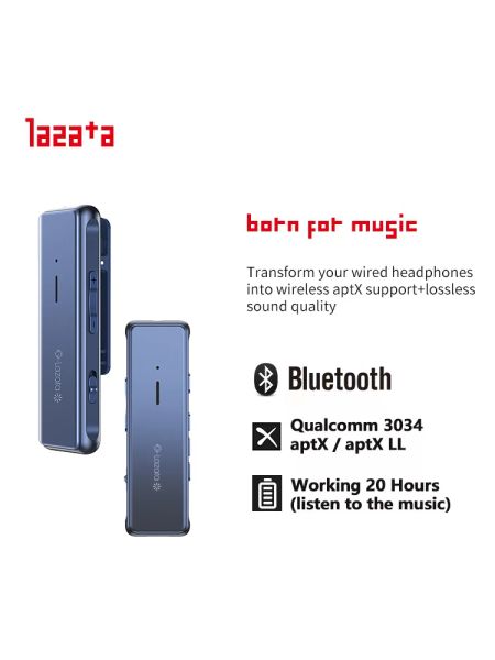 Adapter Lazata Bluetooth Receiver Audio -Adapter mit MIC 5.1 APTX LL 3,5 mm Aux Wireless Kopfhörerspiel -Musiktyp C Ladung