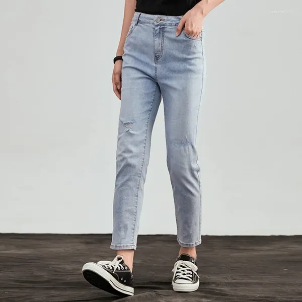 Damen Jeans Y2K Ripped Damen High Waist Boyfriend Vintage Blaue Pfeife Mom Banane Mit Löchern Denim Hosen Hosen Damen