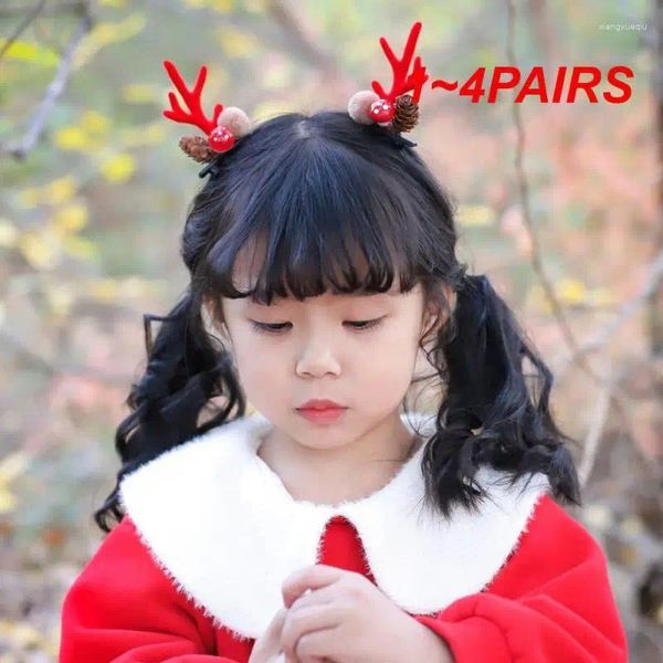 Acessórios de cabelo 1-4 pares Chapéus de Natal Não é fácil de ficar preso Acrílico Cartoon Tree Edge Clips Elk Ear Hairpin