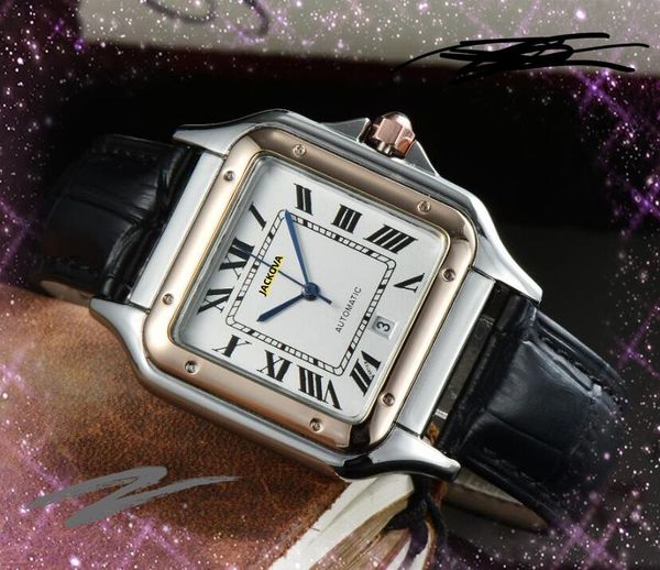 Relógios de pulso automáticos para homens, data do dia, carti, duas três agulhas, quartzo, alta qualidade, luxuoso, famoso, designer, moda, tanque, quadrado, romano, relógios de pulso, presentes