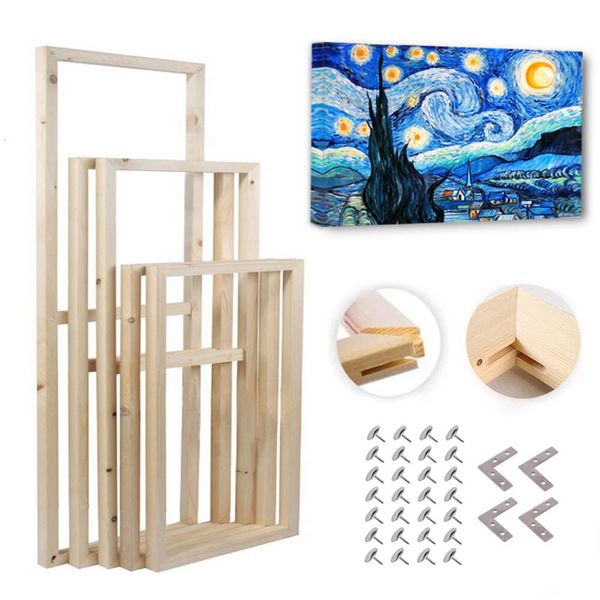 Kit de moldura de madeira sólida, barras de maca diy para impressões em tela, pintura a óleo de diamante, galeria de arte de parede de madeira, decoração de casa