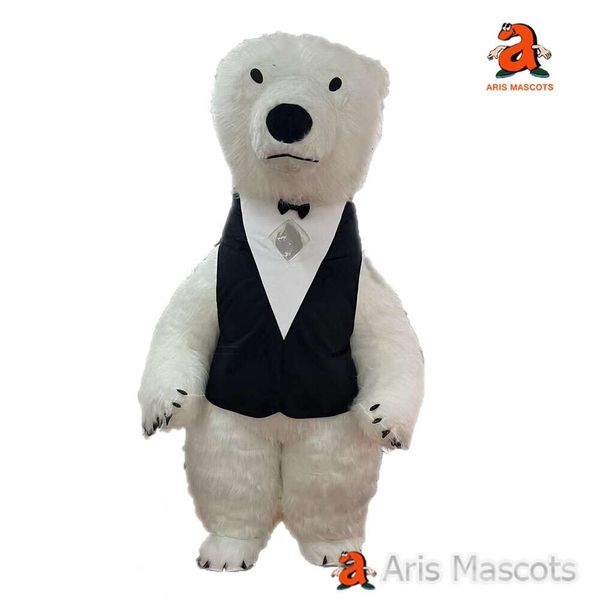 Costumi della mascotte Costume da mascotte dell'orso polare grande Iatable con abito da uomo Taglia per adulti Costume da mascotte peloso gonfiabile per l'abbigliamento da palcoscenico