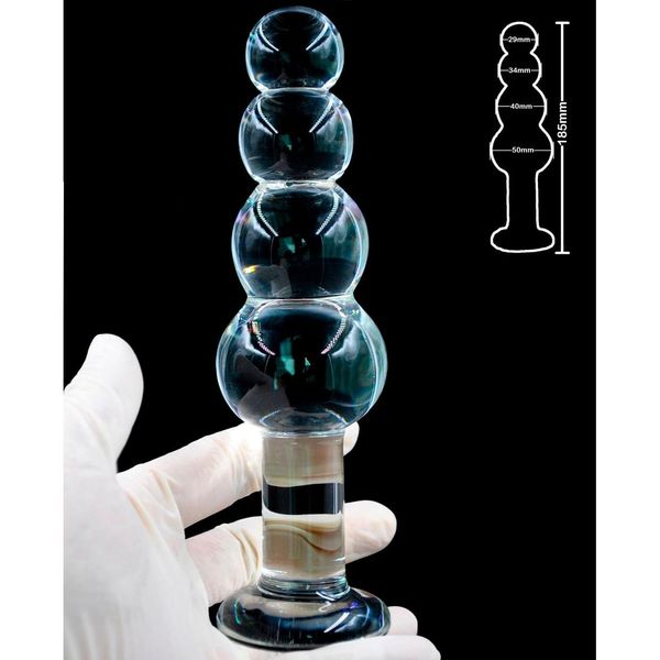 Altri articoli per massaggi Sesso Masrlarge Beads Ball Pyrex Glass Pene Anal Dildo Butt Plug Cristallo artificiale maschio Dick Masturbatore Adt Toy Dhpr7