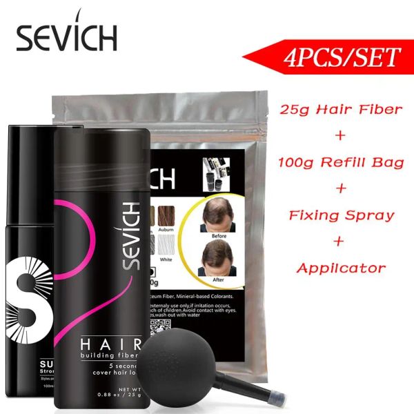 Produkte Sevich Hair Building Fiber Powder Kit 25g Haarfaserspray Mit Düsenpumpe + Fixierspray 100g Nachfüllbeutel Haarfaserverlängerung