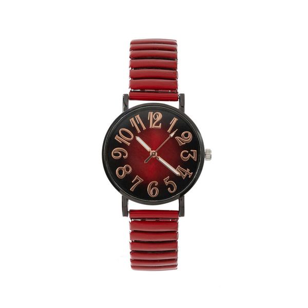 Nova moda colorida mola elástica liga de aço pulseira digital relógio feminino