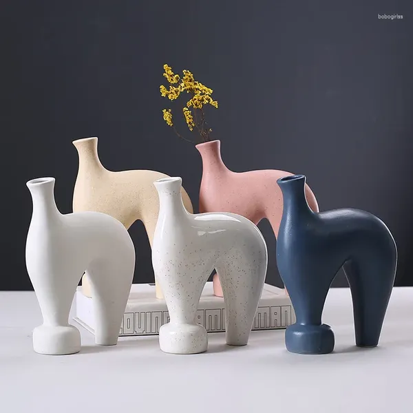 Vasi Vaso in ceramica Astratto Cavallo Pony Ornamenti artigianali Disposizione floreale Accessori Terrario Decorazione domestica