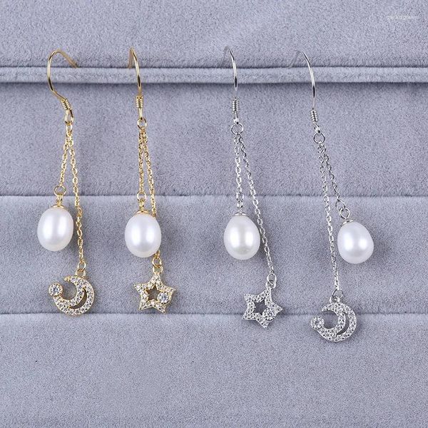 Orecchini a bottone Orecchino in argento sterling 925 di buona qualità Fornitore di gioielli con perle a forma di goccia da 6-7 mm per le donne