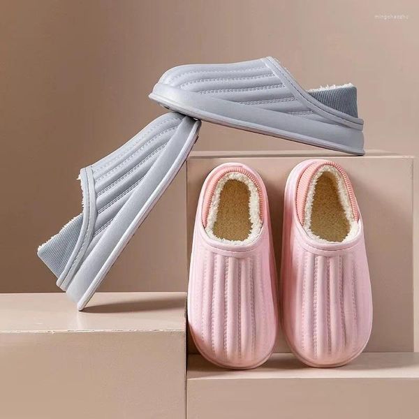 Chinelos Aris Allen Calcanhar À Prova D 'Água Algodão Mulheres Sola Grossa Inverno Pelúcia Quente Casal Casa EVA Indoor e Outdoor Shoes