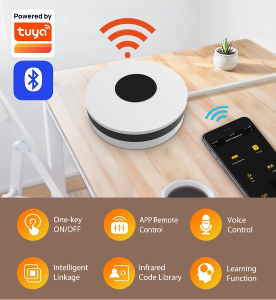 Controlla Tuya Smart WiFi RF433 Hub di controllo remoto IR per Alexa Google Home Condizionatore d'aria TV WiFi Telecomando universale a infrarossi