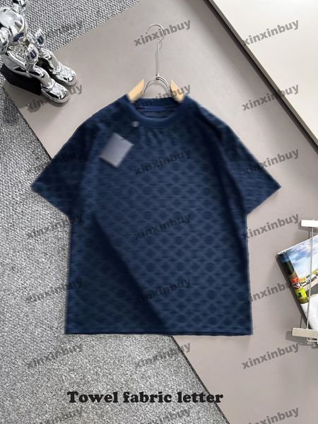 xinxinbuy Maglietta da uomo firmata Tee 2024 Italia Lettera jacquard Asciugamano tessuto manica corta in cotone donna grigio nero bianco S-2XL