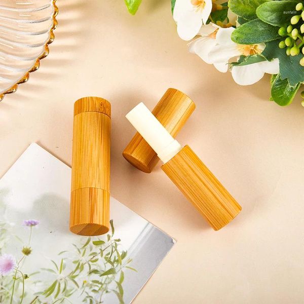 Garrafas de armazenamento 1 PC 4g Bambu Natural DIY Batom Vazio Tubo de Lábio Recipiente Cosmético Garrafa de Viagem