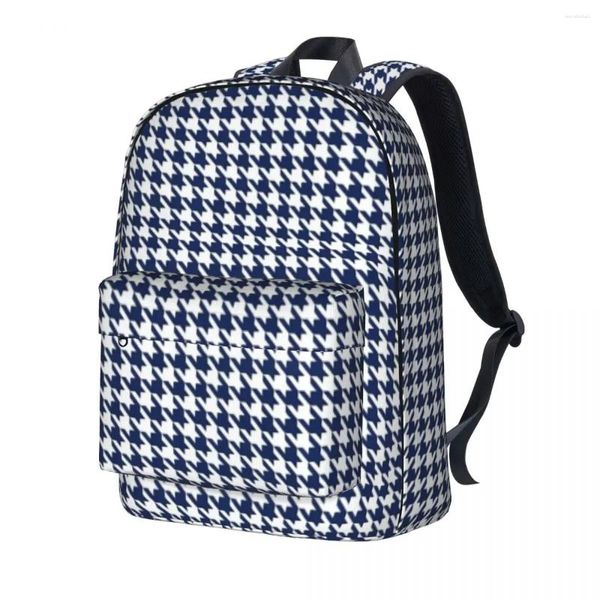 Zaino pied de poule blu navy bianco zaini da viaggio uomo streetwear borse da scuola design zaino resistente