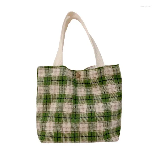 Saco de lona xadrez sacos de ombro para mulheres bolsas moda senhoras bolsa tote simples crossbody adolescentes shopper